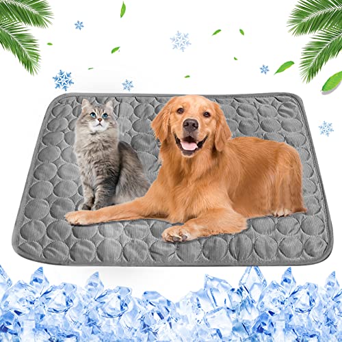 LuLuanping Kühlmatte für Hunde, 70×55cm Pet Cooling Mat, Matten, Grosse Besser Verschleißfest Hundematte, Waschbar, Komfortabel kühlende Haustier Matte Geeignet für Kleine Katzen und Hunde (Grau) von LuLuanping