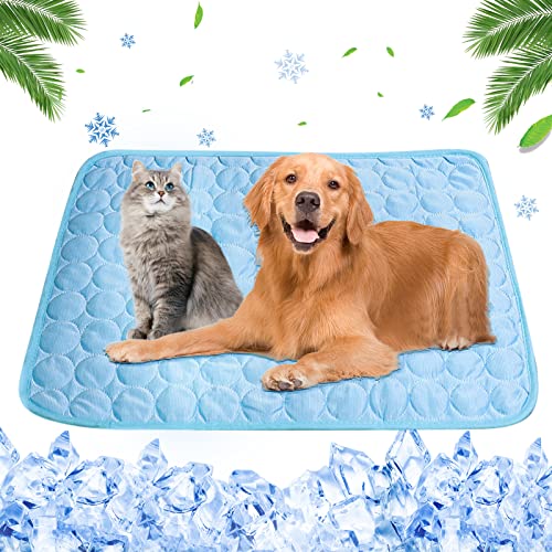 LuLuanping Kühlmatte für Hunde, 70×55cm Pet Cooling Mat, Matten, Grosse Besser Verschleißfest Hundematte, Waschbar, Komfortabel kühlende Haustier Matte Geeignet für Kleine Katzen und Hunde (Blau) von LuLuanping