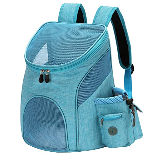 LucaSng Atmungsaktives Mesh Reißverschluss Haustier Rucksack, Öffnung Oben, Draussen Hunde Doppelte Schultertasche Haustiertasche Leicht Verstellbar Tragetasche für Katze Hunde (Blau, L) von LucaSng