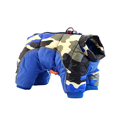 LucaSng Haustier Hund Kleidung Hundejacke Hundemantel Warme Winter Jacke Dicker Baumwolle Vierbeiniges Mantel wasserdichte Kleine Hunde Kleidung Für Französisch Bulldog Welpen (Dunkelblau, 3XL) von LucaSng