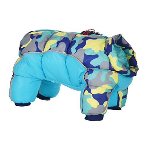 LucaSng Haustier Hund Kleidung Hundejacke Hundemantel Warme Winter Jacke Dicker Baumwolle Vierbeiniges Mantel wasserdichte Kleine Hunde Kleidung Für Französisch Bulldog Welpen (Hellblau, 3XL) von LucaSng