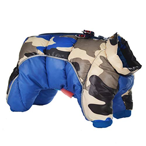 LucaSng Haustier Hund Kleidung Hundejacke Hundemantel Winter Warme Jacke Dicker Baumwolle Vierbeiniges Mantel wasserdichte Kleine Hunde Kleidung Für Französisch Bulldog Welpen (Dunkelblau, 2XL) von LucaSng