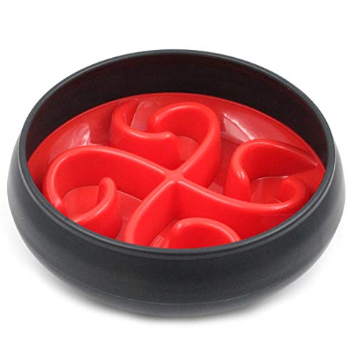 Lucaser Rot Slow Pet Bowl Slow Feeder für Hundekatzen, Bloat Stop Puzzle Bowl Fun Feeder Langsames FüTtern Anti-Rutsch-Design von Lucaser