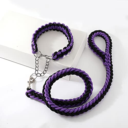 Hundehalsband und Leine, Set mit robuster Hundeleine, strapazierfähiges Seil, geflochtene Hundeleine, starke Hundeleine, strapazierfähige Nylon-Hundeleine für kleine, mittelgroße und große Hunde von Luck Dawn