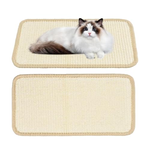 Luckwaii Kratzteppich Katze 2 Stück Kratzmatte Katze Natürliche Katzenkratzbretter Sisal Kratzteppich 60x30 cm, Widerstandsfähig Katzen Kratzbrett Katzenmöbel Fußmatte Sisalmatte Kratzpads für Katzen von Luckwaii