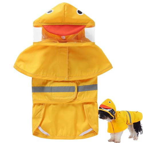 Hunde-Regenmäntel für kleine Hunde, Haustier-Hunde-Regenmantel | Reflektierende Streifen-Hoodie-Haustier-Regenmäntel,Cartoon-Tier-Regenjacke mit Kapuze, verstellbare Taille, volle von Luckxing