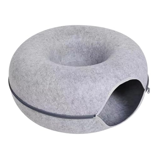 Katzenhöhle Donut Form Katzentunnel Donut Bett Katzenbett Katzenbett Katzenbett Katzen-Tunnelbett Katzenbett Filz Katzenbett Abnehmbare Katzennest Mit Reißverschluss Atmungsaktiv Katzen Donut von Luckxing