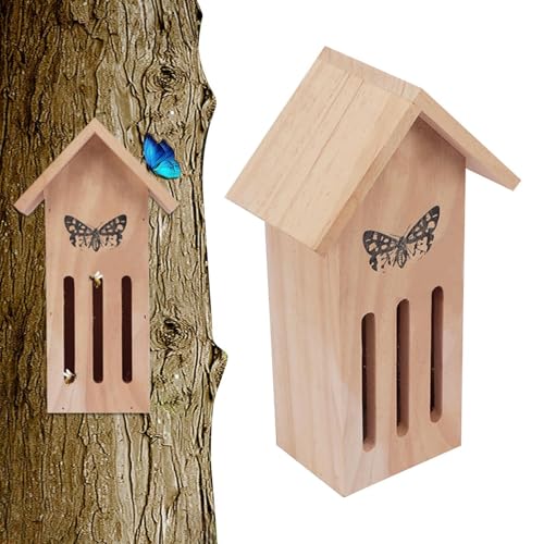 Schmetterlingshäuser für den Garten, Schmetterlingshaus und Futterhäuschen | Hölzerner Schmetterlings-Hotelgarten - 11,2 x 3,9 x 3,2 Zoll großes Schmetterlingshaus auf dem Boden oder zum von Luckxing