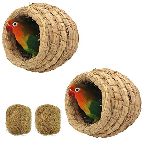 Lucky Interests Vogelkäfig-Strohhalm, Naturfaser, Simulation Vogelhaus, Ruheplatz für Vögel, handgefertigtes Vogelnest, Strohvogel, versteckt vor Raubtieren, bietet Schutz vor kaltem Wetter, 2 Stück von Lucky Interests