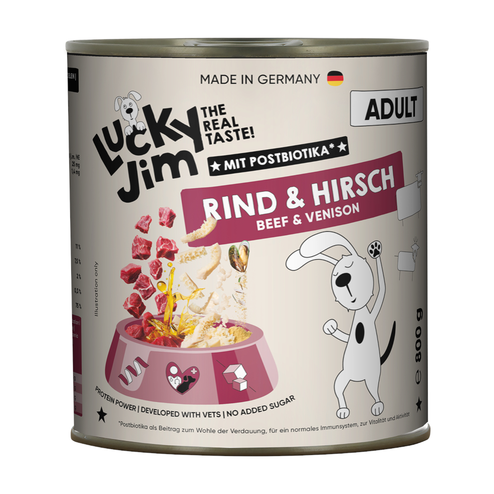 Sparpaket Lucky Jim Adult 24 x 800 g - Rind & Hirsch Sparpaket Lucky Jim Adult 24 x 800 g - Rind & Hirsch von Lucky Jim