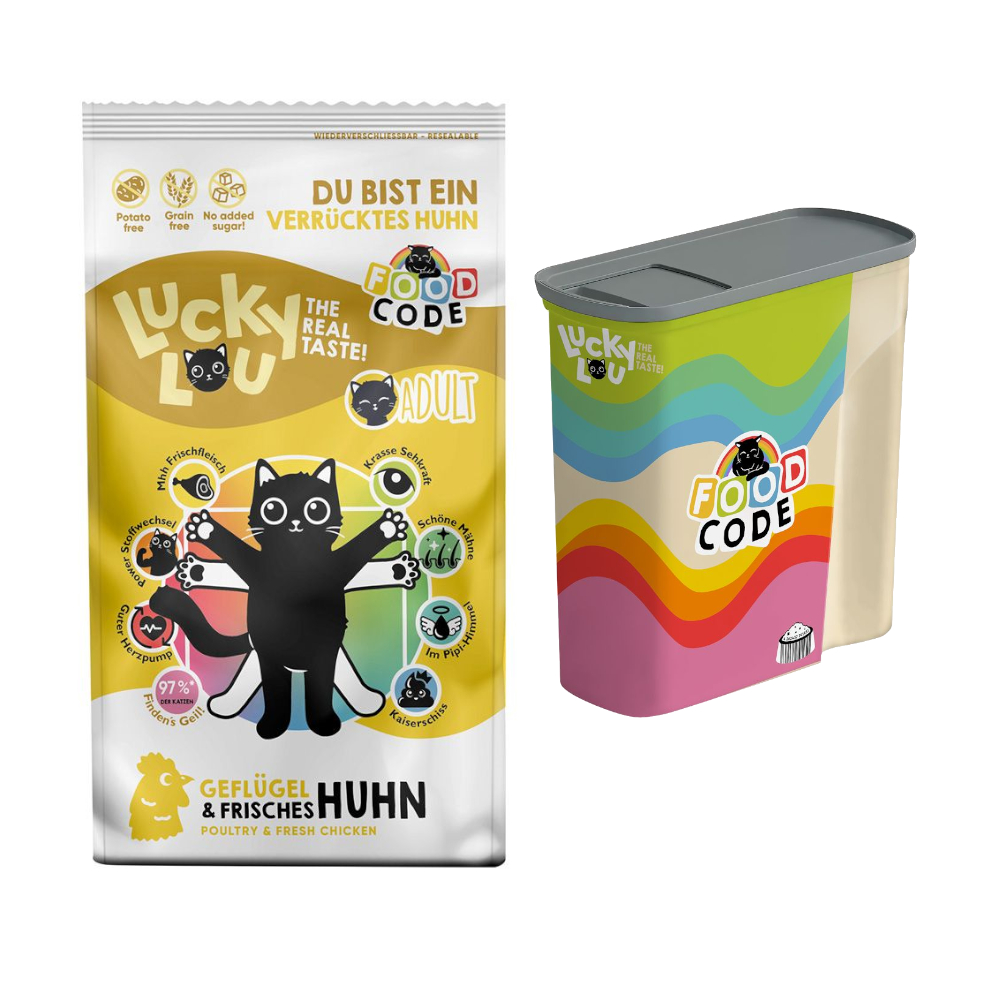 2 x 1,7 kg Lucky Lou Trockenfutter + Trockenfutterbehälter gratis! - Adult Geflügel & Huhn 2 x 1,7 kg Lucky Lou Trockenfutter + Trockenfutterbehälter gratis! - Adult Geflügel & Huhn von Lucky Lou