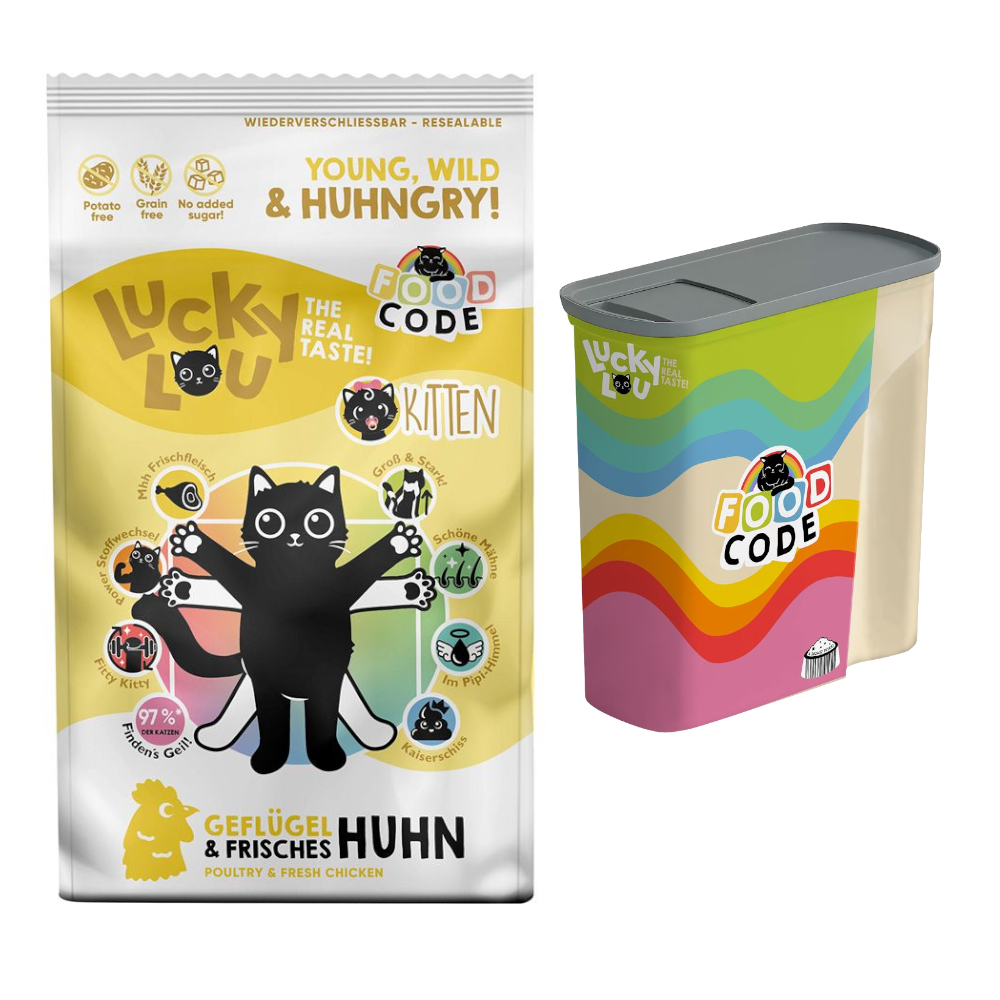 2 x 1,7 kg Lucky Lou Trockenfutter + Trockenfutterbehälter gratis! - Kitten Geflügel & Huhn 2 x 1,7 kg Lucky Lou Trockenfutter + Trockenfutterbehälter gratis! - Kitten Geflügel & Huhn von Lucky Lou