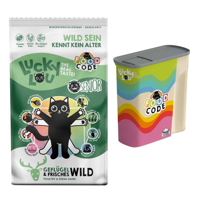 2 x 1,7 kg Lucky Lou Trockenfutter + Trockenfutterbehälter gratis! - Senior Geflügel & Wild von Lucky Lou