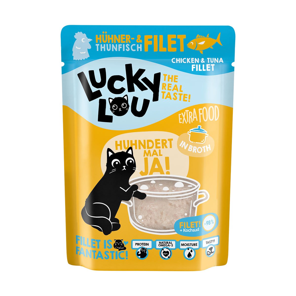 Lucky Lou Extra Food Hühnerfilet & Thunfisch in Broth 12x70g von Lucky Lou