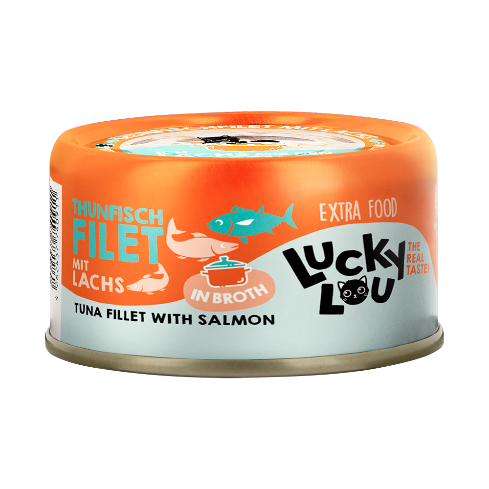 Lucky Lou Extra Food Filet in Brühe 12 x 70 g - Thunfisch & Lachs von Lucky Lou