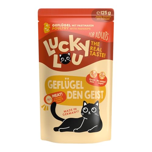 Lucky Lou Lifestage, Viel Fleisch, Innereien & Sud, Nassfutter für Katzen, Premiumqualität (125g (16er Pack), Adult Geflügel) von Lucky Lou