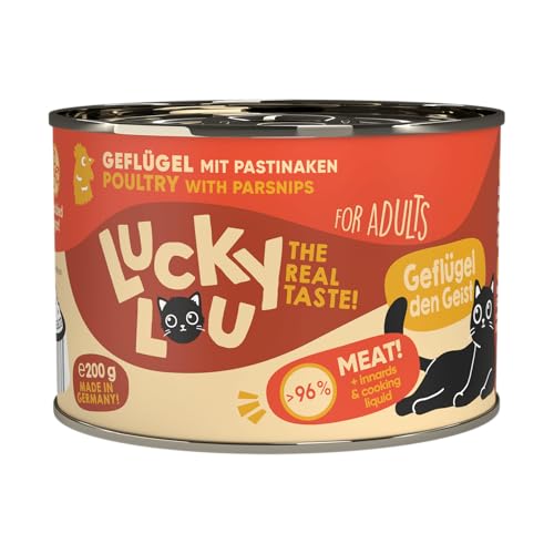 Lucky Lou Lifestage, Viel Fleisch, Innereien & Sud, Nassfutter für Katzen, Premiumqualität (200g (6er Pack), Adult Geflügel) von Lucky Lou