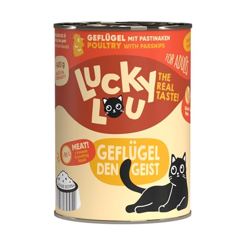 Lucky Lou Lifestage, Viel Fleisch, Innereien & Sud, Nassfutter für Katzen, Premiumqualität (400g (6er Pack), Adult Geflügel) von Lucky Lou