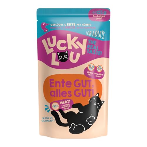 Lucky Lou Lifestage, Viel Fleisch, Innereien & Sud, Nassfutter für Katzen, Premiumqualität… (125g (16er Pack), Adult Geflügel & Ente) von Lucky Lou