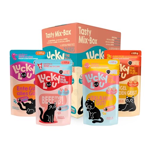 Lucky Lou Lifestage Adult Tasty Mix-Paket Katzenfutter nass - hochwertiges Katzenfutter mit viel Protein - Nassfutter getreidefrei & ohne Zucker (Tasty Mix) von Lucky Lou