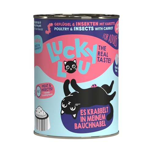 Lucky Lou Lifestage Katzenfutter nass - hochwertiges Katzenfutter mit hohem Fleischanteil - Nassfutter getreidefrei & ohne Zucker für Katzen (400g (6er Pack), Adult Geflügel & Insekten) von Lucky Lou