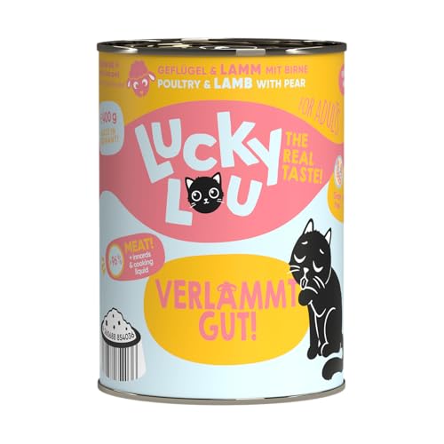 Lucky Lou Lifestage Katzenfutter nass - hochwertiges Katzenfutter mit hohem Fleischanteil - Nassfutter getreidefrei & ohne Zucker für Katzen (400g (6er Pack), Adult Geflügel & Lamm) von Lucky Lou