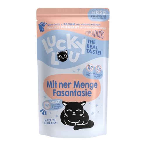 Lucky Lou Lifestage Katzenfutter nass - hochwertiges Katzenfutter mit hohem Fleischanteil - Nassfutter getreidefrei & ohne Zucker für Katzen (8X 125g, Adult Geflügel & Fasan) von Lucky Lou