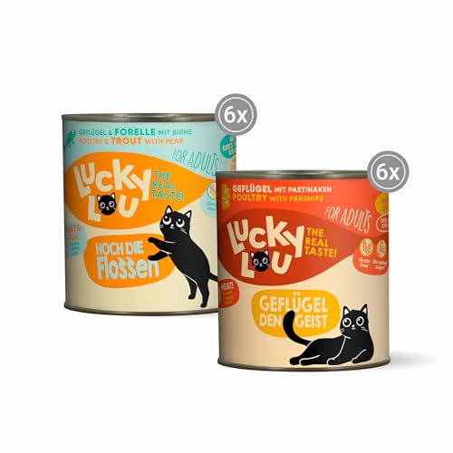 Lucky Lou Lifestage Mix Katzenfutter nass - hochwertiges Katzenfutter mit viel Protein - Nassfutter getreidefrei & ohne Zucker in der Dose (2 Sorten, 800g (12er Pack)) von Lucky Lou