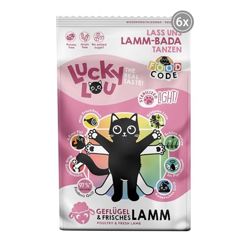 Lucky Lou Adult Trockenfutter Light für Katzen - 6 x 750g Geflügel & Lamm - Food Code Katzenfutter trocken für sterilisierte Katzen, ohne Getreide & Zucker von Lucky Lou