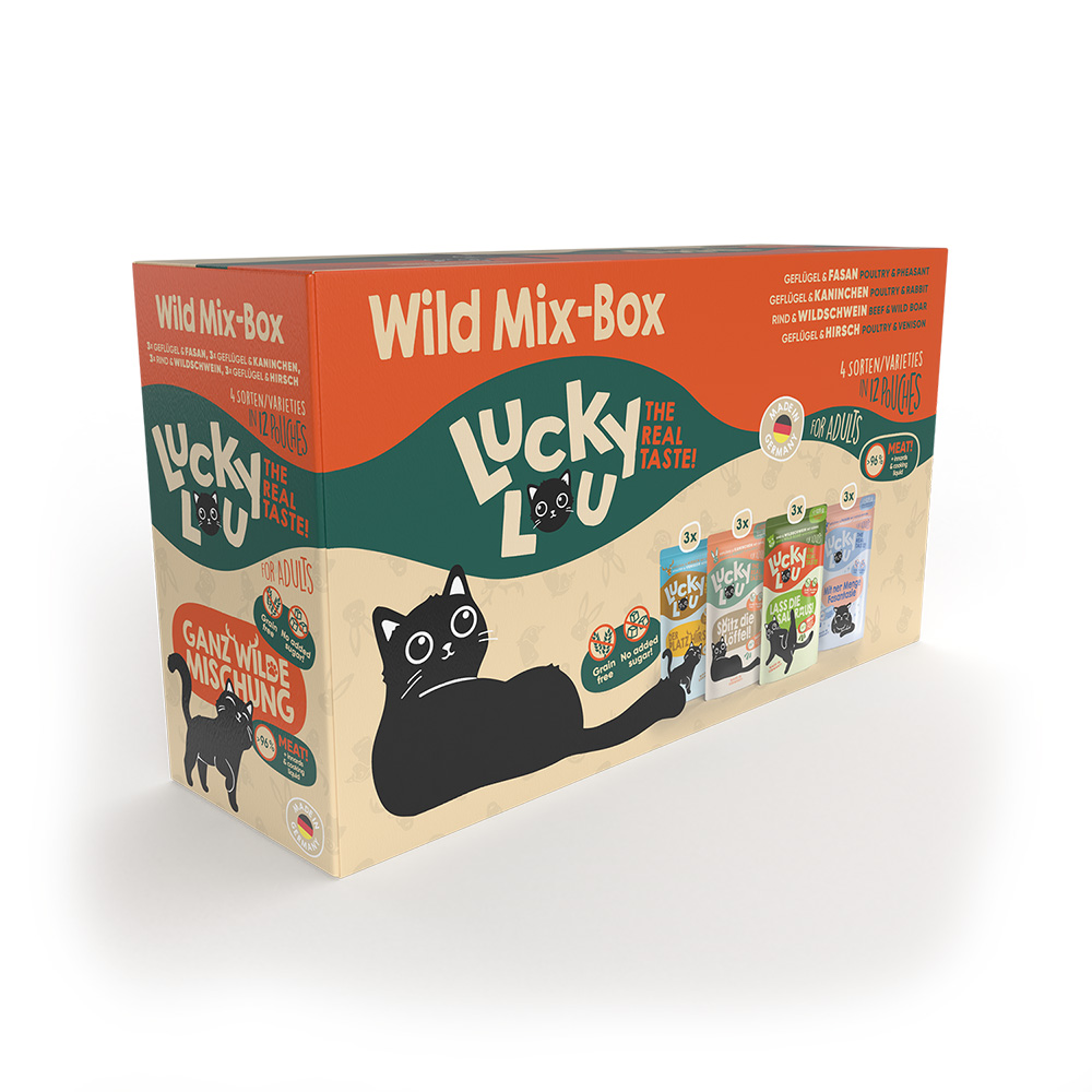 Sparpaket Lucky Lou Adult 48 x 125 g - Wild-Mix (4 Sorten) von Lucky Lou