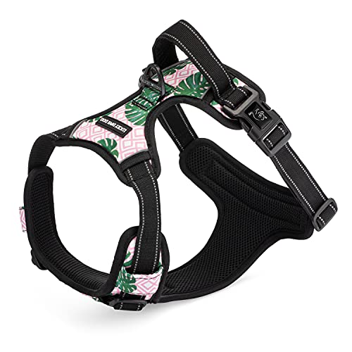 Lucky Love Dog, Vivid Pink Tropisches Hundegeschirr, leicht zu laufen, verstellbar, kein Ziehen, Größe M, Laguna Harness von Lucky Love Dog