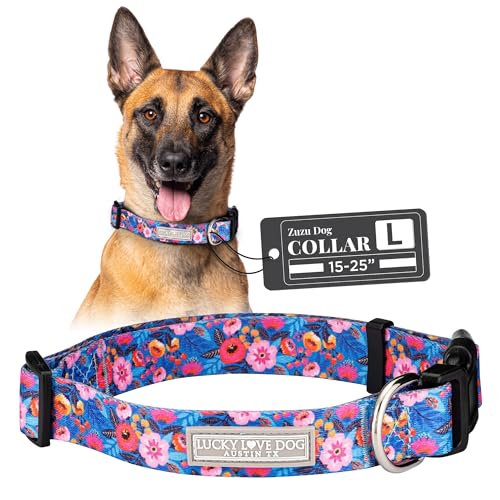 Lucky Love Dog Collars for Large Dogs Pattern,Floral Girl or Boy Dog Collar for Large Dogs, Stripes, Zuzu, Large von Lucky Love Dog