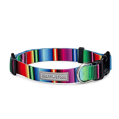 Lucky Love Dog Halsbänder, Regenbogen-gestreiftes Hundehalsband für kleine Hunde, lebendiges Muster, Hundehalsbänder für Mädchen oder Jungen, Nacho, klein von Lucky Love Dog