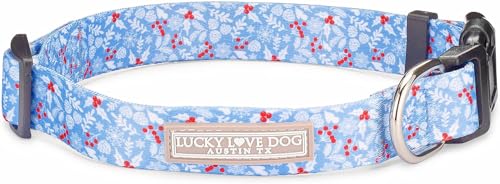 Lucky Love Dog Halsband, Niedliche Winter-Hundehalsbänder für große Hunde, blaues Schneeflocken-Hundehalsband für männliche und weibliche Hunde, Teil des Kaufs gespendet an Dog Rescue - (Winterblau von Lucky Love Dog