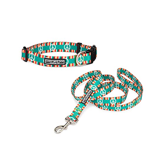 Lucky Love Dog Halsband-Kombi-Set, passendes Halsband und Leine, praktisch und zuverlässig (Peace on Earth, Extra Small) von Lucky Love Dog