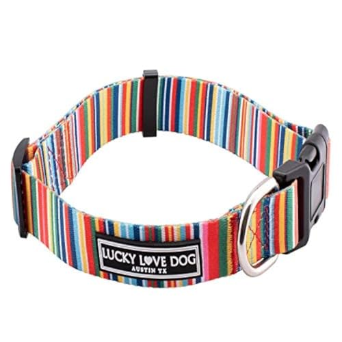 Lucky Love Dog Halsband | Schöne & lebendige Muster | Regenbogen-Hundehalsband für X-große Hunde | Einfaches An- und Ausziehen Verschluss Zubehör (Hippie, XL) .. von Lucky Love Dog