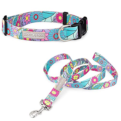 Lucky Love Dog Halsband und Leine, niedliches Halsband und Leine, Set für große Hündinnen, Teil des Kaufs gespendet to Rescue (groß, Caroline, Kombi) von Lucky Love Dog