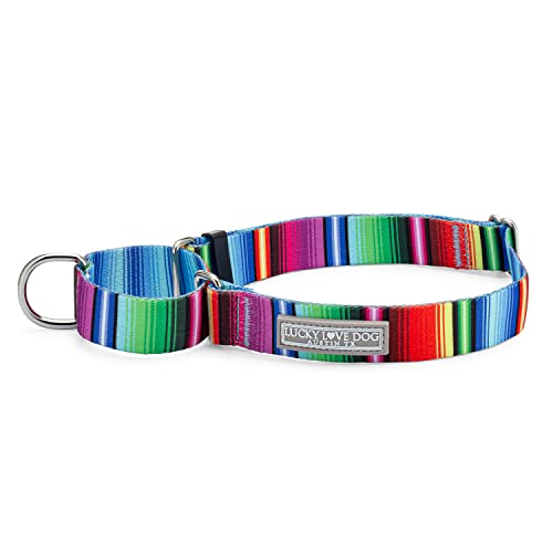 Lucky Love Dog Martingale-Halsband, rutschfest, bunt gestreift, Martingal-Hundehalsband für große Hunde, ideal für Whippets, Windhunde und mehr (groß, Nacho) von Lucky Love Dog