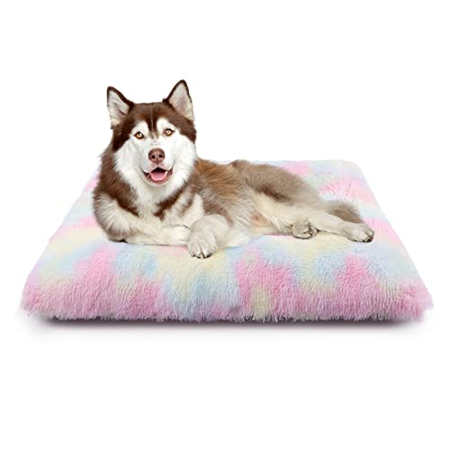 Lucky Monet Kleines Hundebett, 53,3 x 30,5 cm, flauschig, beruhigend, waschbar, Plüsch, rechteckig, Haustierbett mit Rutschfester Unterseite, Lange Plüsch-Haustierbetten für Hunde, Katzen, Welpen von Lucky Monet