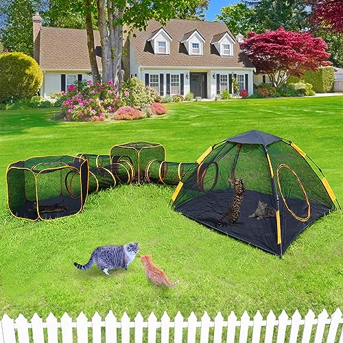 Lucky Monet Outdoor Cat Enclosures for Indoor Cats, 6-in-1 Portable Cat Tents for Outside Mesh Cat Outdoor Playhouse Laufstall Enclosed Cat Pets Tunnels Catio for Multiple Cats and Other Pets von Lucky Monet