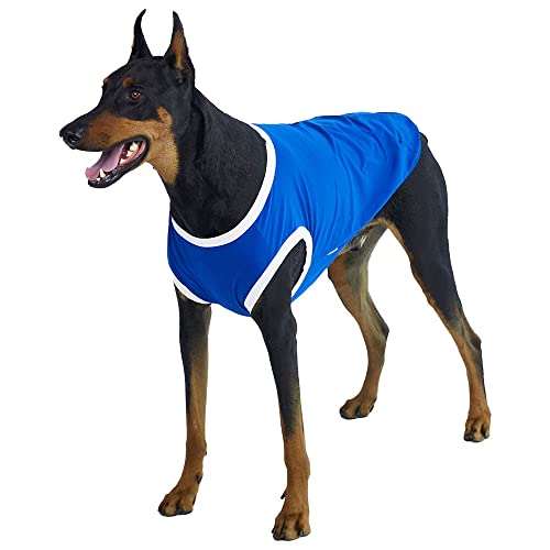 Lucky Petter Ärmelloses Tanktop für Hunde, Baumwolle, Hemden für Hunde, ärmellose T-Shirts, weich, atmungsaktiv, kühles Hunde-Shirt, Haustierkleidung (Größe 3XL, Blau/Weiß) von Lucky Petter