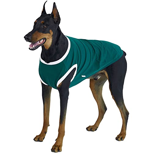 Lucky Petter Ärmelloses Tanktop für Hunde, Baumwolle, Hemden für Hunde, ärmellose T-Shirts, weich, atmungsaktiv, kühles Hunde-Shirt, Haustierkleidung (Größe 4XL, Grün/Weiß) von Lucky Petter