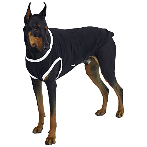 Lucky Petter Ärmelloses Tanktop für Hunde, Baumwolle, Hemden für Hunde, ärmellose T-Shirts, weich, atmungsaktiv, kühles Hunde-Shirt, Haustierkleidung (Größe 4XL, Schwarz/Weiß) von Lucky Petter