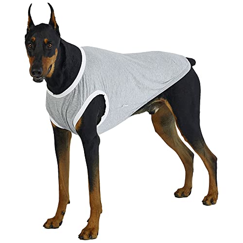 Lucky Petter Ärmelloses Tanktop für Hunde, Baumwolle, ärmellos, weich, atmungsaktiv, kühles Hunde-Shirt, Haustierkleidung (Größe 5XL, Grau/Weiß) von Lucky Petter