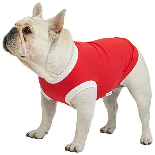 Lucky Petter Ärmelloses Tanktop für Hunde, Baumwolle, Hemden für Hunde, ärmellose T-Shirts, weich, atmungsaktiv, kühles Hunde-Shirt, Haustierkleidung (Größe M, Rot/Weiß) von Lucky Petter