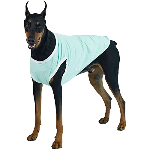 Lucky Petter Ärmelloses Tanktop für Hunde, Baumwolle, Hemden für Hunde, ärmellose T-Shirts, weich, atmungsaktiv, kühles Hunde-Shirt, Haustierkleidung (Größe XL, Mint/Weiß) von Lucky Petter