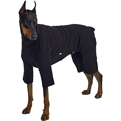 Lucky Petter Basic Hunde-Pyjama, Pastellfarben, langlebig und elastisch, Hunde-Einteiler, Bekleidung, Outfits, Hunde-Jammies, Größe 4XL, Schwarz von Lucky Petter