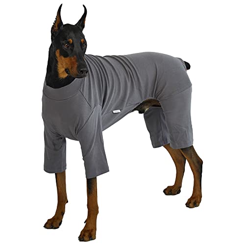 Lucky Petter Basic Hunde-Pyjama, Pastellfarben, langlebig und elastisch, Hunde-Einteiler, Bekleidung, Outfits für Hunde, Jammies, Größe 3XL, Grau von Lucky Petter