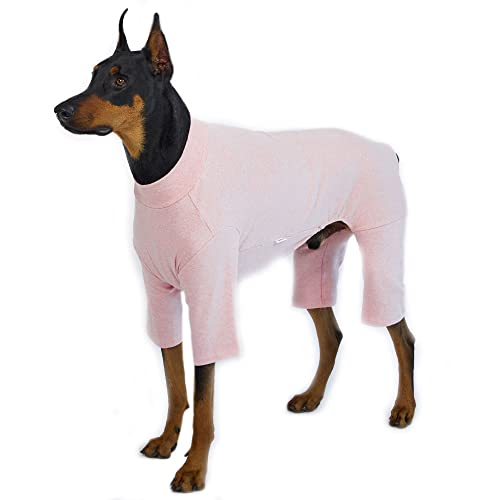 Lucky Petter Basic Hunde-Pyjama, Pastellfarben, langlebig und elastisch, Hunde-Einteiler, Bekleidung, Outfits für Hunde, Jammies, Größe 3XL, Rosa von Lucky Petter