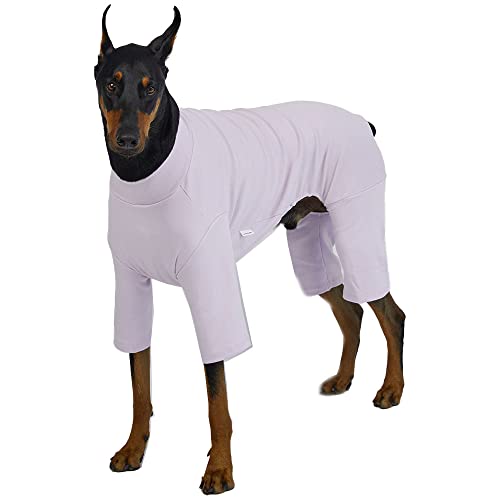 Lucky Petter Basic Hunde-Pyjama, Pastellfarben, langlebig und elastisch, Hunde-Einteiler, Bekleidung, Outfits für Hunde, Jammies, Größe 4XL, Violett von Lucky Petter